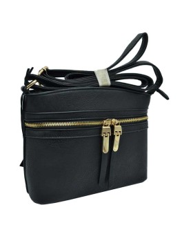 Elegant Black Faux Leather Crossbody Bag