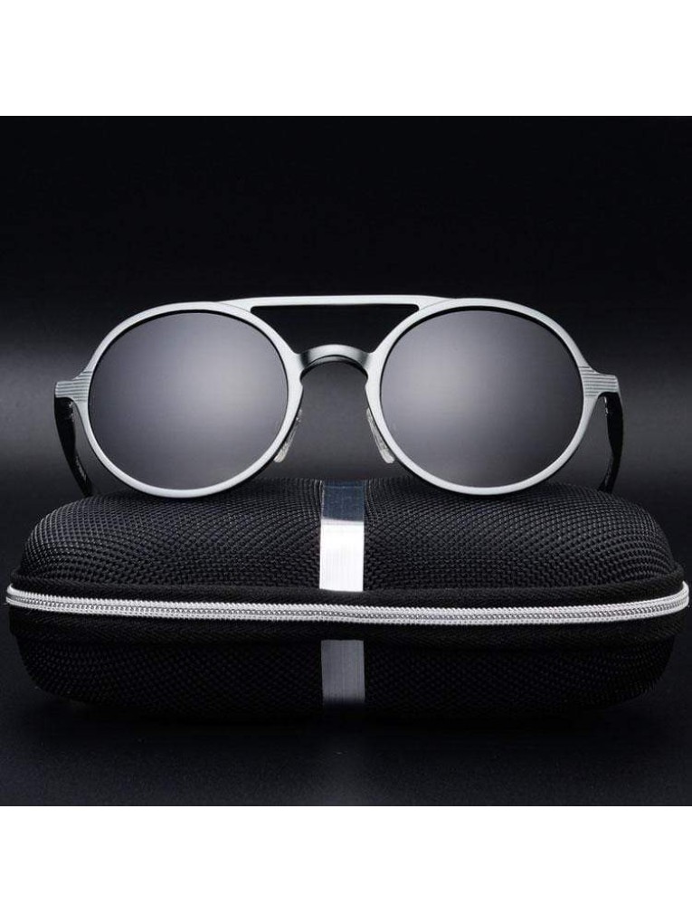 Modern Bronze-Tinted Round Sunglasses