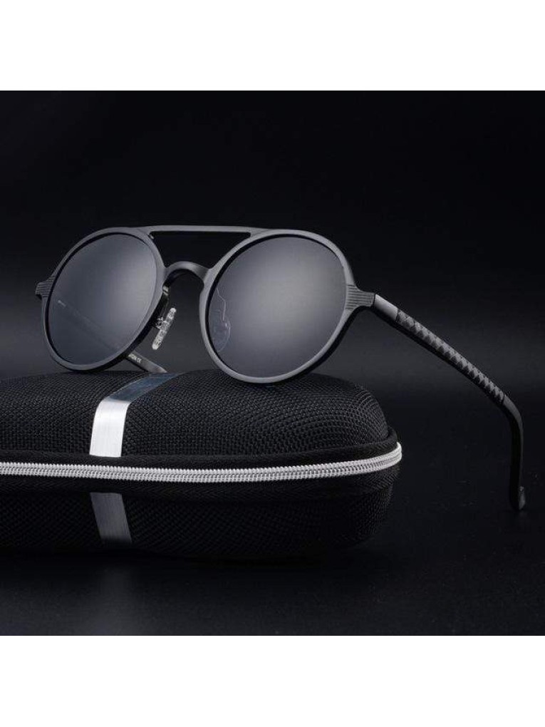 Modern Bronze-Tinted Round Sunglasses