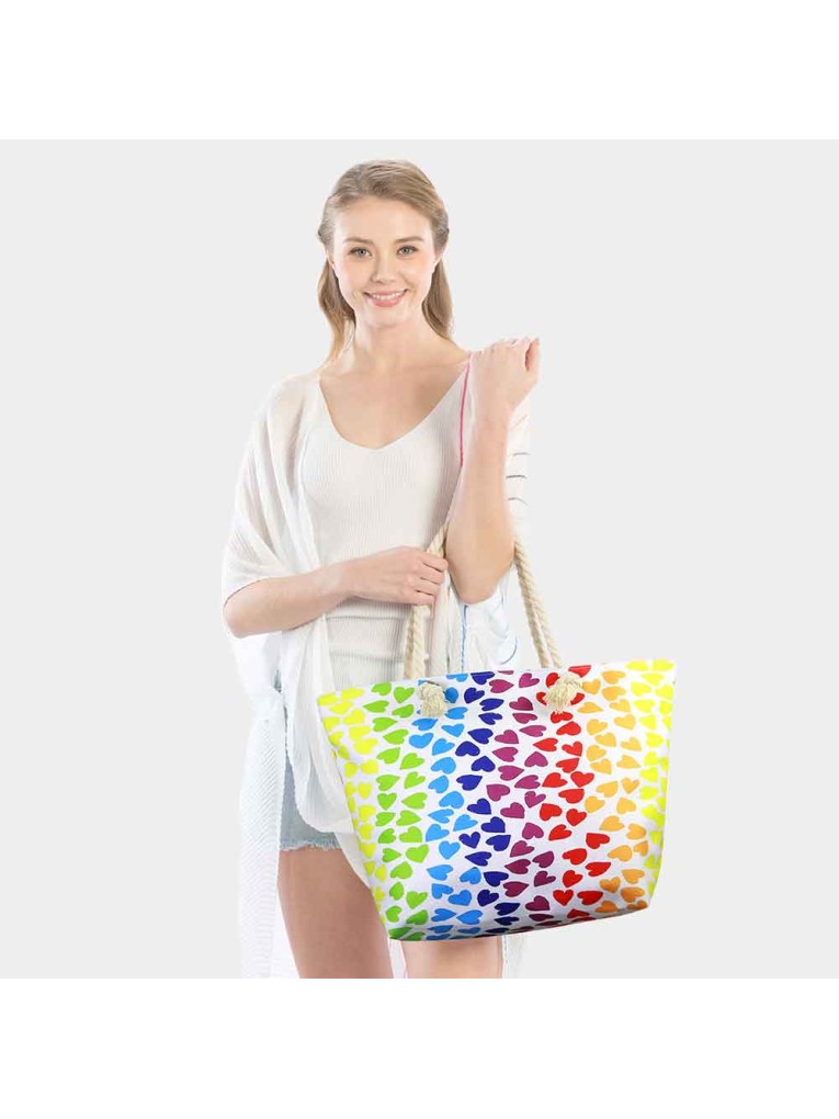 Vibrant Rainbow Heart Tote Bag