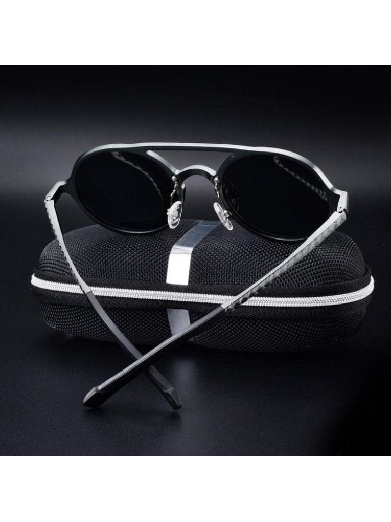 Modern Bronze-Tinted Round Sunglasses