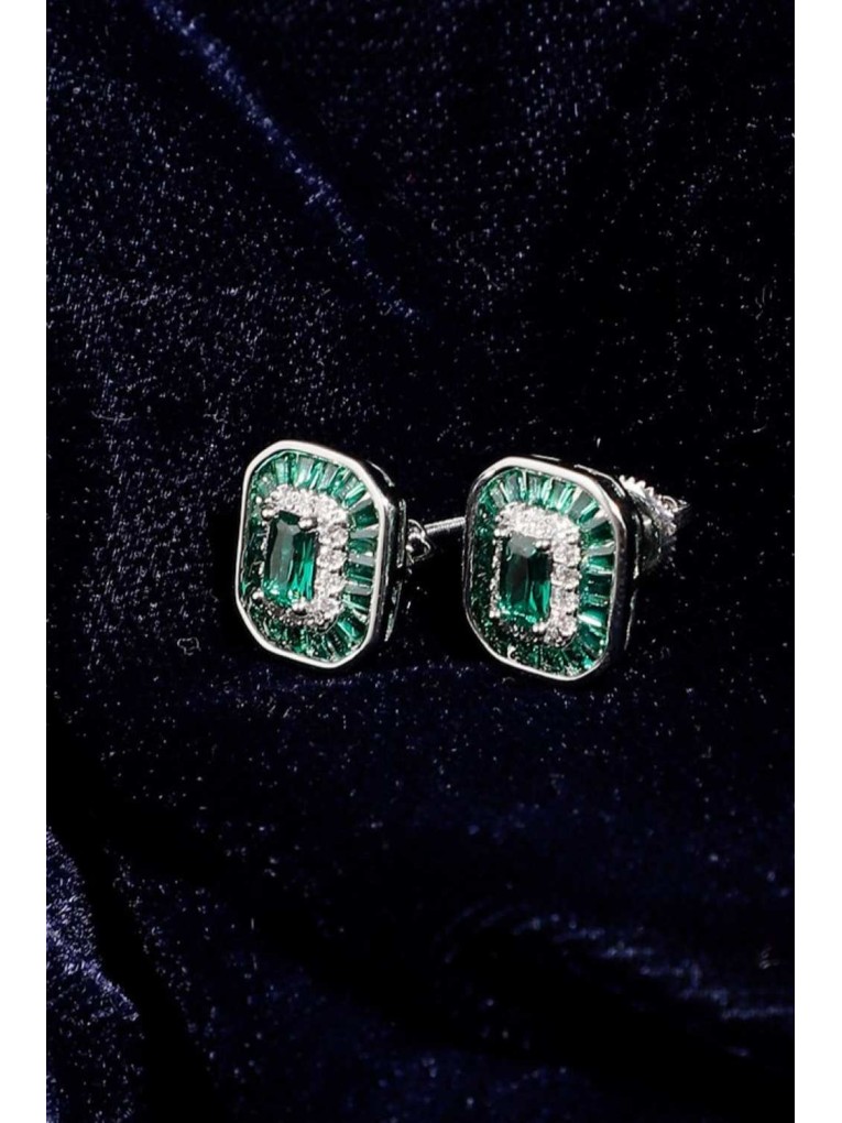 Emerald Green Charm Stud Earrings