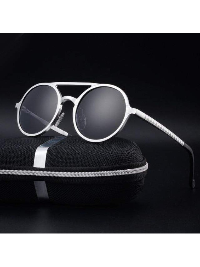 Modern Bronze-Tinted Round Sunglasses