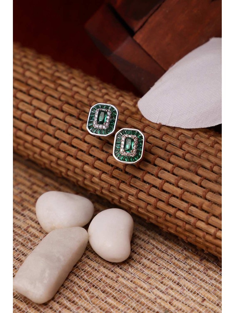 Emerald Green Charm Stud Earrings