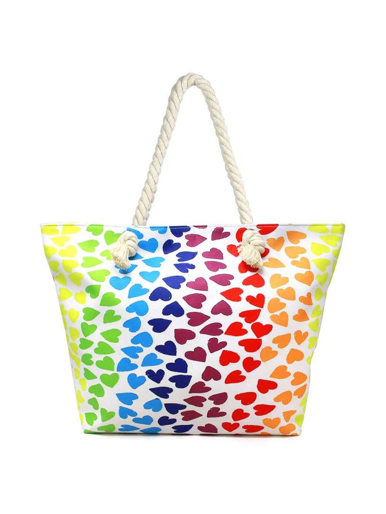 Vibrant Rainbow Heart Tote Bag