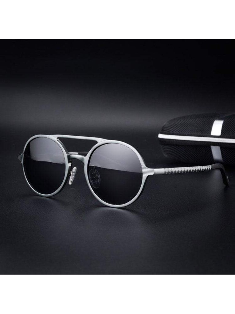 Modern Bronze-Tinted Round Sunglasses