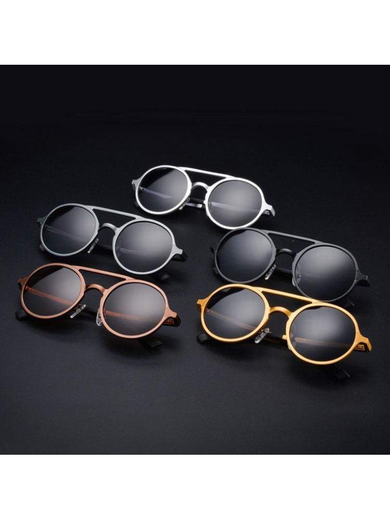 Modern Bronze-Tinted Round Sunglasses