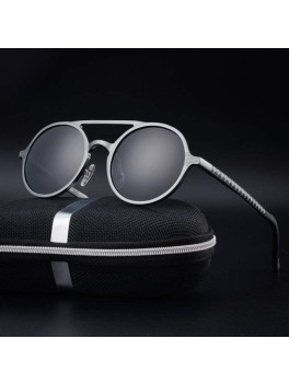 Modern Bronze-Tinted Round Sunglasses