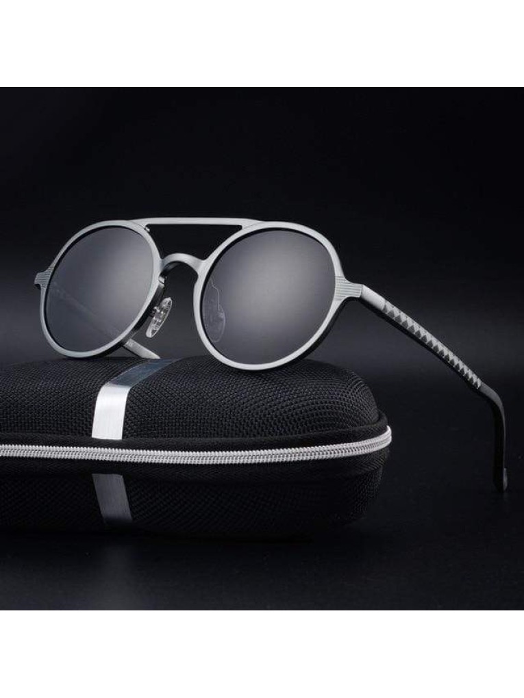 Modern Bronze-Tinted Round Sunglasses