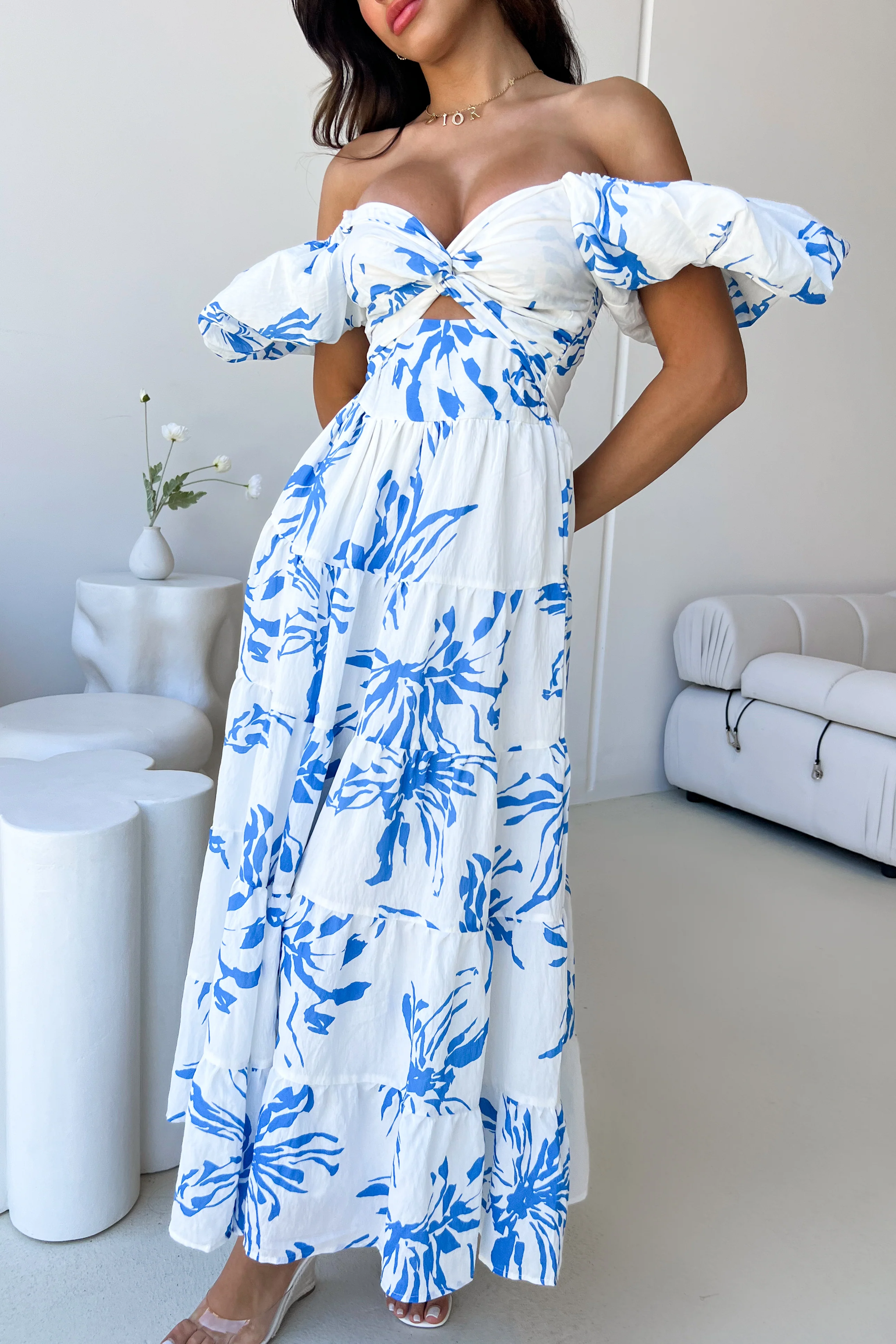 Elegant Off-Shoulder Floral Dress