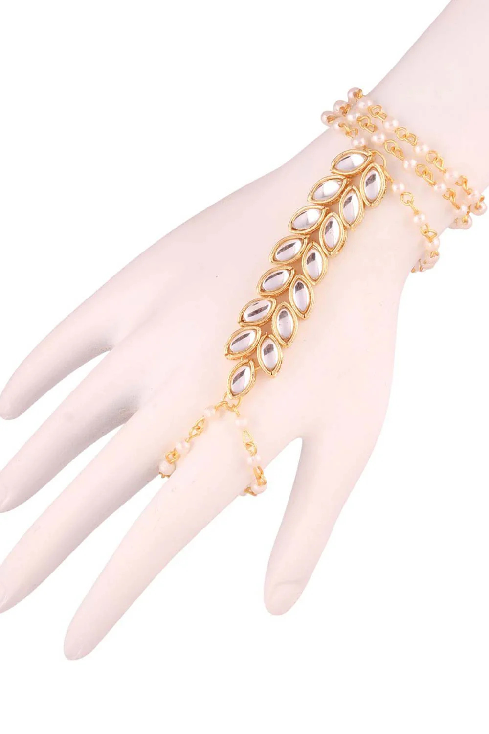 Elegant Leaf Design Hand Bracelet