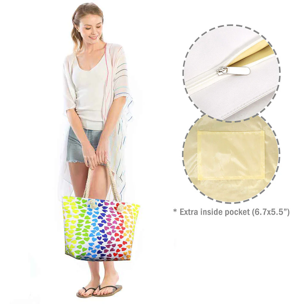 Vibrant Rainbow Heart Tote Bag